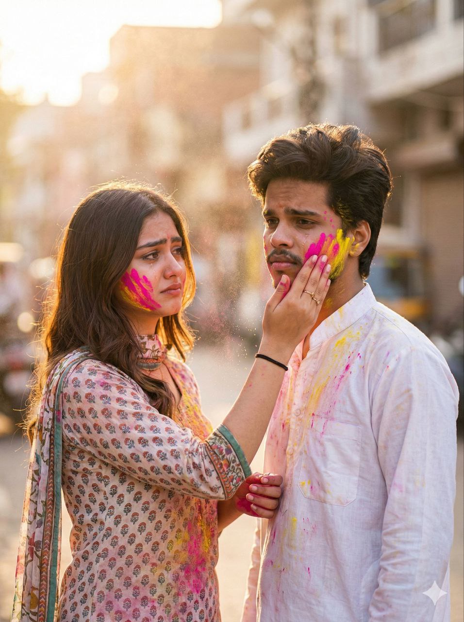 Ai prompt for couples of holi festival